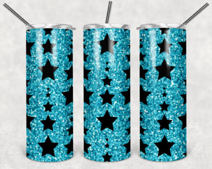 Blue Stars 20oz Skinny Tumbler custom drinkware - with straw - Stainless Steel cup
