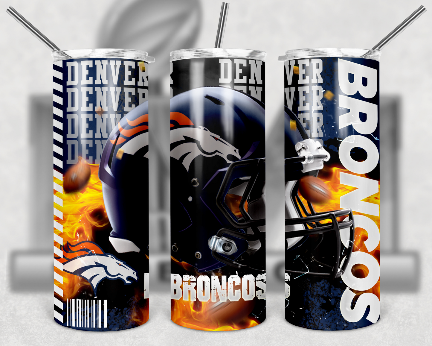 Football Teams 20oz Skinny Tumbler custom drinkware - with straw - Stainless Steel cup - NFL -