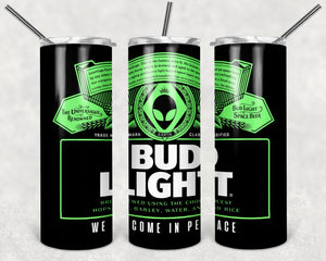 Bud Light Alien Beer 20oz Skinny Tumbler custom drinkware - with straw - Stainless Steel