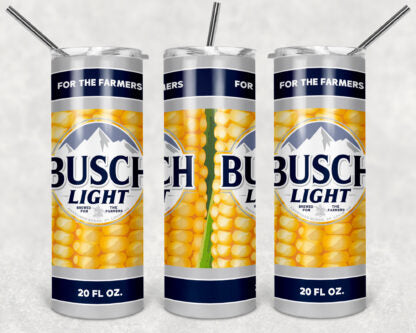 Busch Light Corn 20oz Skinny Tumbler custom drinkware - with straw - Stainless Steel