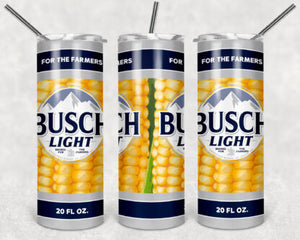 Busch Light Corn 20oz Skinny Tumbler custom drinkware - with straw - Stainless Steel