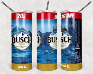 Busch Beer 20oz Skinny Tumbler custom drinkware - with straw - stainless steel cup