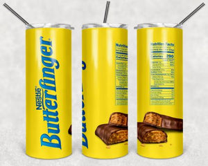 Butterfinger Candy Bar  20oz Skinny Tumbler custom drinkware - with straw - Stainless Steel cup