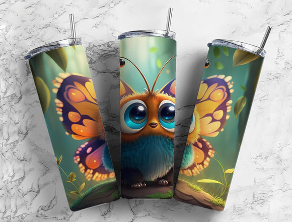 Butterfly 20oz Skinny Straight Tumbler drinkware-with straw -water bottle -coffee mug cup travel tumbler