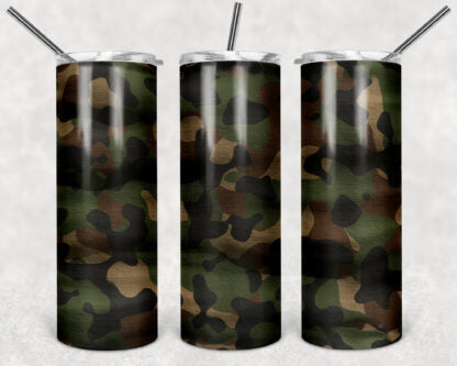 Camo Cloth 20oz Skinny Tumbler custom drinkware - with straw Stainless Steel Cup - Camouflage