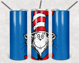 Dr. Seuss The Cat In The Hat 20oz Skinny Tumbler custom drink wear - with straw - Stainless Steel cup