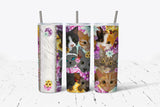 Cat 20oz Skinny Tumbler custom drinkware - with straw - Stainless Steel cup - Personalized Kitty Cat Tumbler