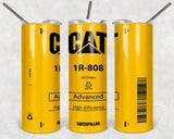 Cat Oil Filter 20oz Skinny Tumbler custom drinkware - with straw - Stainless Steel cup