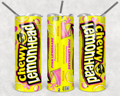 Chewy Lemonhead Candy 20oz Skinny Tumbler custom drinkware - with straw - Stainless Steel cup