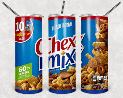 Chex Mix 20oz Skinny Tumbler custom drinkware - with straw - Stainless Steel cup