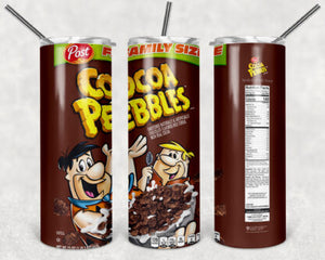 Cocoa Pebbles Cereal 20 oz Skinny Tumbler custom drinkwear - with straw - Water cup
