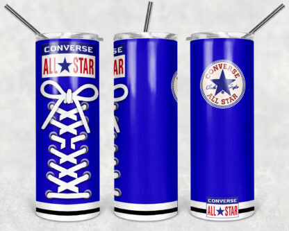 Converse Shoes 20oz Skinny Tumbler custom drink wear - with straw - Stainless Steel cup