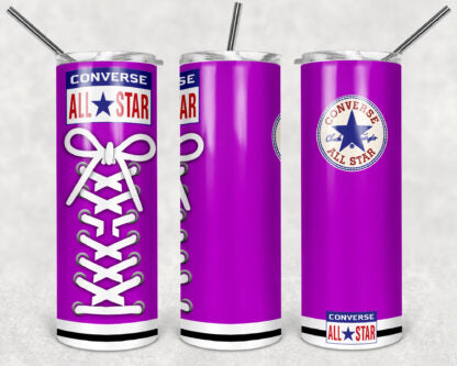 Converse Shoes 20oz Skinny Tumbler custom drink wear - with straw - Stainless Steel cup