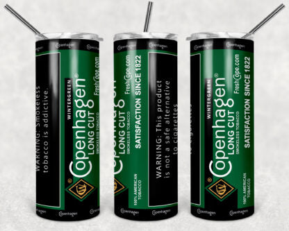 Copenhagen 20oz Skinny Tumbler custom drinkware - with straw - Stainless Steel - Original - Mint - Wintergreen -