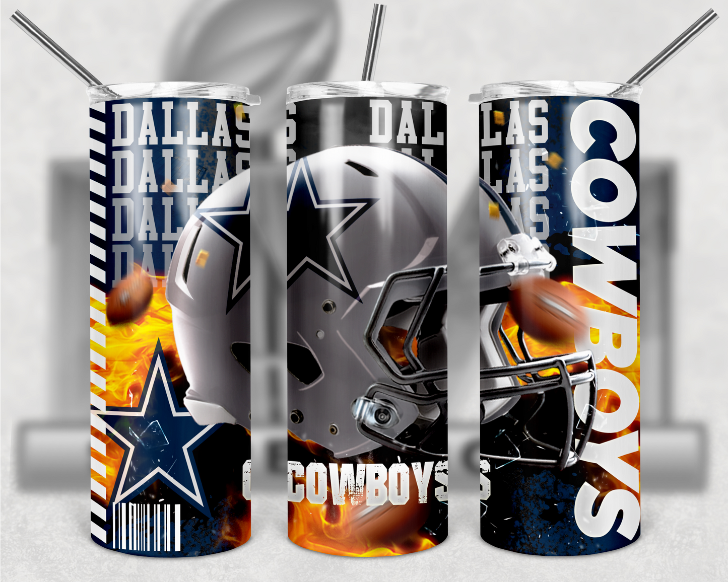 Football Teams 20oz Skinny Tumbler custom drinkware - with straw - Stainless Steel cup - NFL -