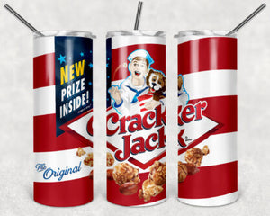 Cracker Jack 20oz Skinny Tumbler custom drinkware - with straw - Stainless Steel cup -Soda Pop