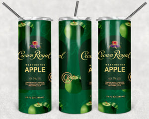 Crown Royal Washington Apple 20oz Skinny Tumbler custom drinkware - with straw - Stainless Steel cup