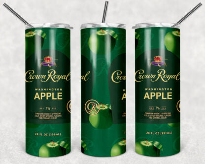 Crown Royal Washington Apple 20oz Skinny Tumbler custom drinkware - with straw - Stainless Steel cup