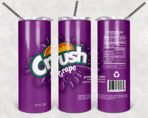 Grape Crush 20oz Skinny Tumbler custom drink wear - with straw - Stainless Steel cup -Soda