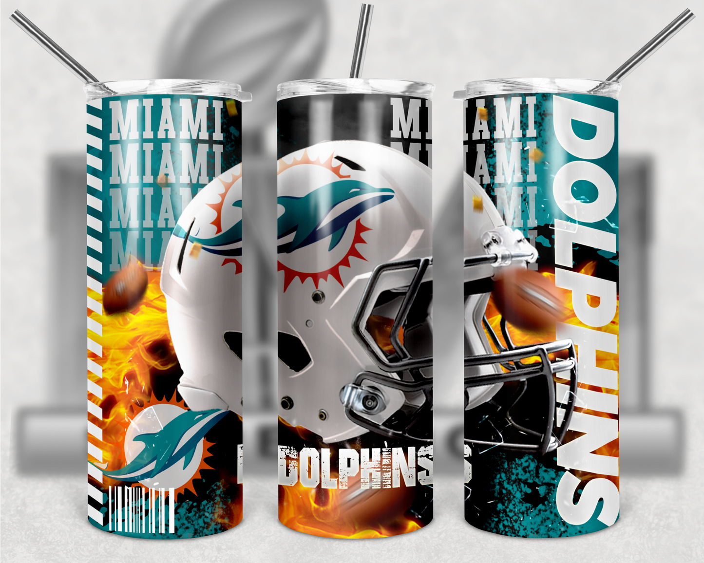 Football Teams 20oz Skinny Tumbler custom drinkware - with straw - Stainless Steel cup - NFL -