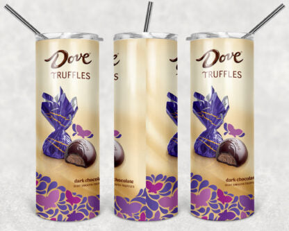 Dove Truffles Candy 20oz Skinny Tumbler custom drinkware - with straw - Stainless Steel cup