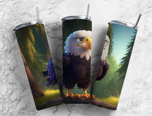 Eagle  20oz Skinny Straight Tumbler drinkware-with straw -water bottle -coffee mug cup travel tumbler
