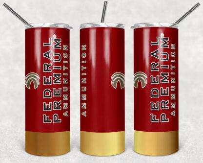 Shotgun Shell 20oz Skinny Tumbler custom drinkware - with straw - Stainless Steel cup