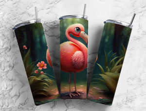 Flamingo 20oz Skinny Straight Tumbler drinkware-with straw -water bottle -coffee mug cup travel tumbler