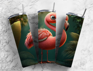 Flamingo cute 20oz Skinny Straight Tumbler drinkware-with straw -water bottle -coffee mug cup travel tumbler