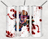 Freddy Krueger 20oz Skinny Tumbler custom drinkware - with straw - Stainless Steel Cup Halloween