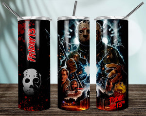 Friday The 13th 20oz Skinny Tumbler custom drinkware - with straw Stainless Steel Cup - Halloween