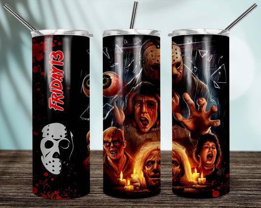 Friday The 13th 20oz Skinny Tumbler custom drinkware - with straw Stainless Steel Cup -Halloween