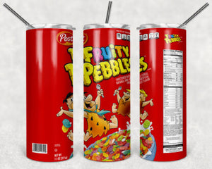 Fruity Pebbles Cereal 20 oz Skinny Tumbler custom drinkwear - with straw - Water cup bottle