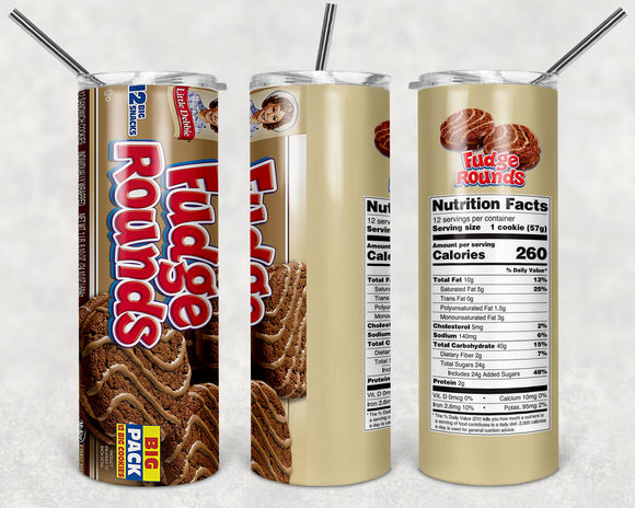 Little Debbie Fudge Rounds  20oz Skinny Tumbler custom drink wear - with straw - Stainless Steel cup