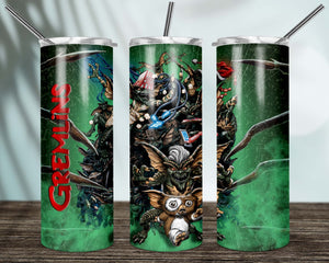 Germlins 20oz Skinny Tumbler custom drinkware - with straw Stainless Steel Cup - Horror