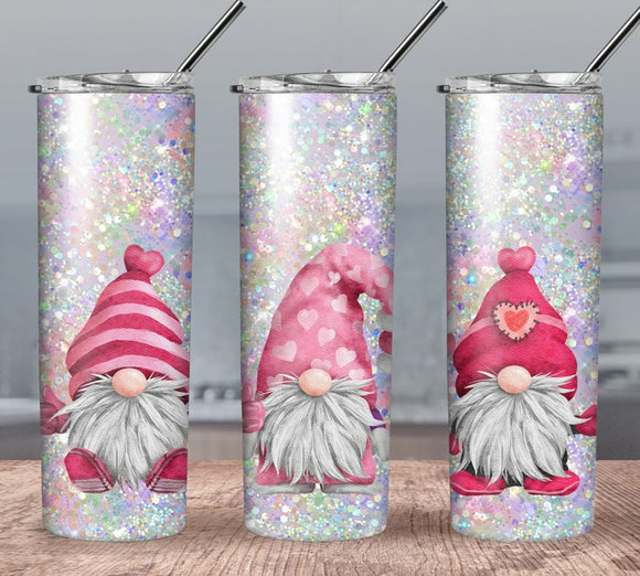 Valentine Gnomes 20oz Skinny Tumbler custom drinkware - with straw - Stainless Steel Cup In