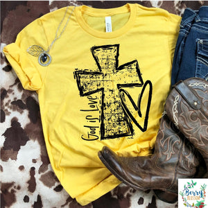 God Is Love Tee - Unisex T-Shirt - Ladies Yellow shirt - Graphic t-shirt - Women's top