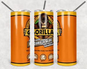 Gorilla Glue 20oz Skinny Tumbler custom drinkware - with straw - Stainless Steel cup -