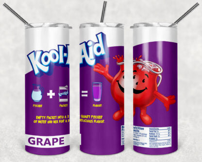 Kool-Aid Grape 20oz Skinny Tumbler custom drink wear - with straw - Stainless Steel cup