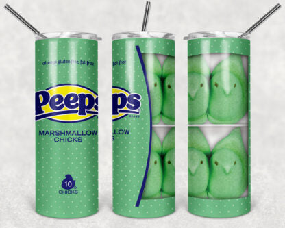 Peeps 20oz Skinny Tumbler custom drinkware - with straw - Stainless Steel cup Marshmallow Easter candy