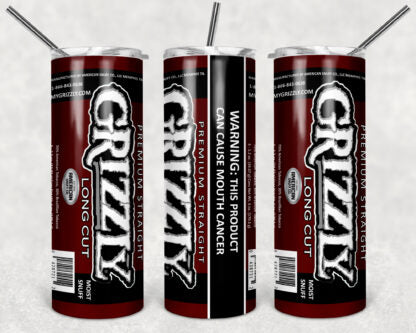 Grizzly Wintergreen & Straight 20oz Skinny Tumbler custom drinkware - with straw - Stainless Steel cup