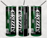 Grizzly Wintergreen & Straight 20oz Skinny Tumbler custom drinkware - with straw - Stainless Steel cup