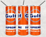 Gulf Oil 20oz Skinny Tumbler custom drinkware - with straw - Stainless Steel cup