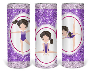Gymnastics Burnette Purple 20oz Skinny Tumbler custom drinkware - with straw - Stainless Steel cup