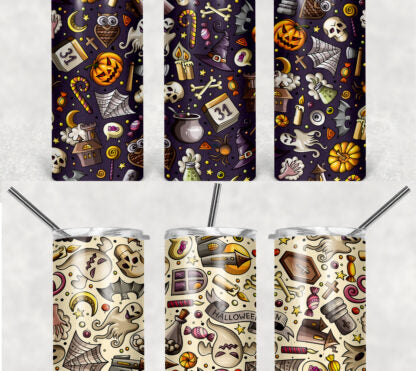 Halloween Pattern 20oz Skinny Tumbler custom drinkware - with straw Stainless Steel Cup - Halloween