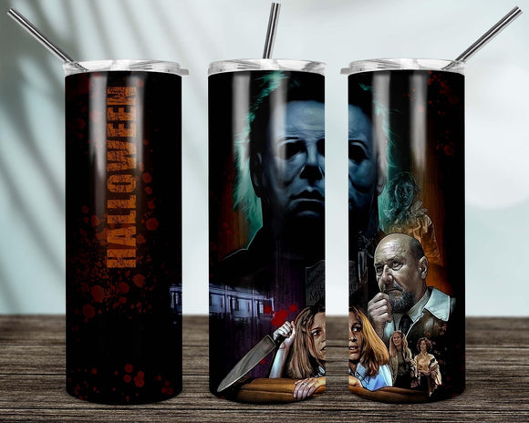 Halloween Movie 20oz Skinny Tumbler custom drinkware - with straw Stainless Steel Cup -Horror Movie