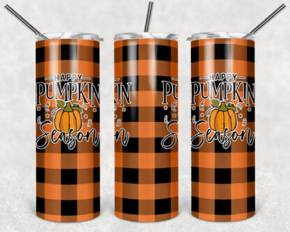 Happy Pumpkin Season 20oz Skinny Tumbler custom drinkware - with straw Stainless Steel Cup - Halloween