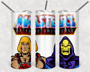 He-Man 20oz Skinny Tumbler custom drinkware - with straw - Stainless Steel cup- Masters Of The Universe