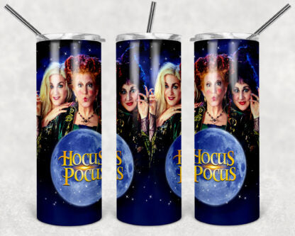 Hocus Pocus 20oz Skinny Tumbler custom drink wear - with straw - Water cup bottle - Halloween