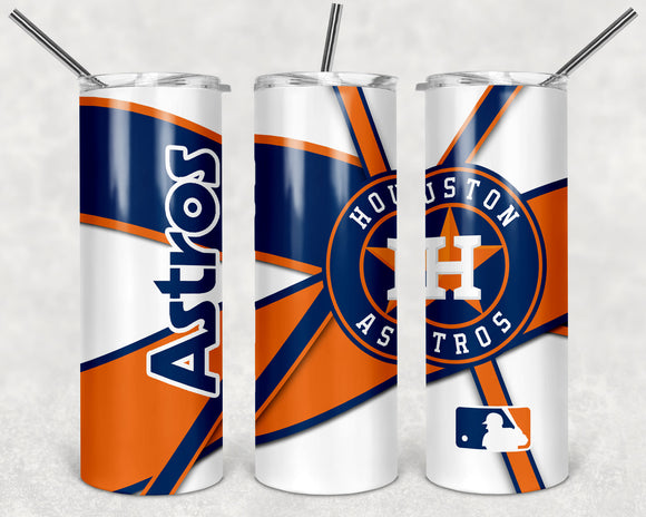 Houston Astros 20oz Skinny Tumbler custom drinkware - with straw - Stainless Steel cup - Baseball